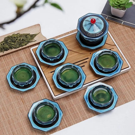 Travel Tea Set with Carrying Bag, Ceramic Gaiwan Tea Set with 6 Teacups and Saucers – image 4