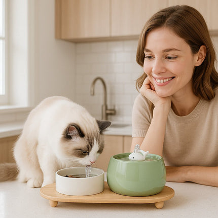 Ceramic Cat Water Fountain with Dual Filtration & Adjustable Flow | Fresh Hydration for Healthy Cats 2