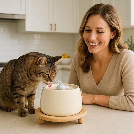 Ceramic Cat Water Fountain with Dual Filtration & Adjustable Flow | Fresh Hydration for Healthy Cats 3