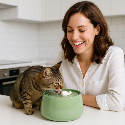 Ceramic Cat Water Fountain with Dual Filtration & Adjustable Flow | Fresh Hydration for Healthy Cats 6