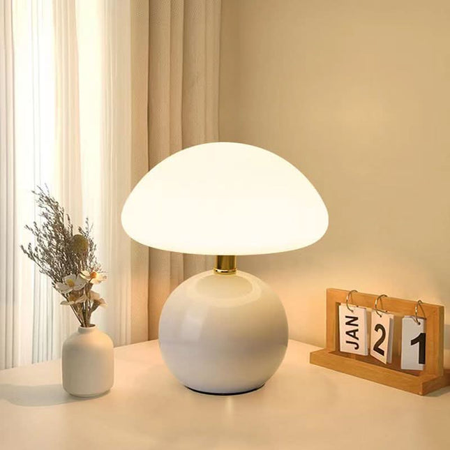 Ceramic LED Table Lamp with Adjustable Color Modes | Mushroom Design for Soft Ambient Lighting 0