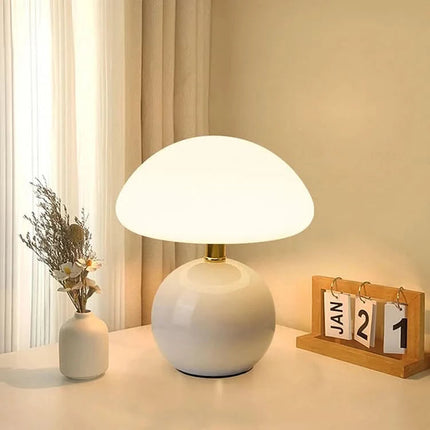 Ceramic LED Table Lamp with Adjustable Color Modes | Mushroom Design for Soft Ambient Lighting 4