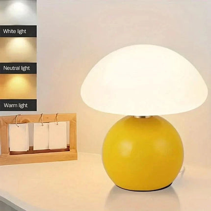 Ceramic LED Table Lamp with Adjustable Color Modes | Mushroom Design for Soft Ambient Lighting 9