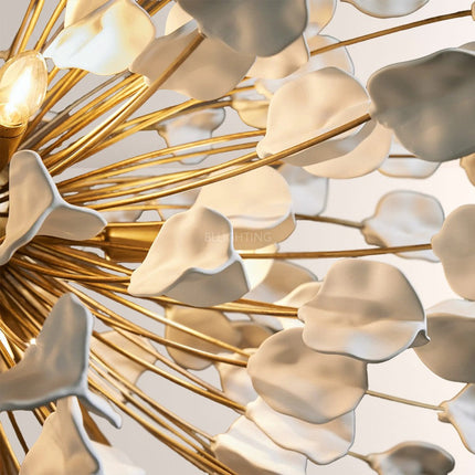 Ceramic Leaf Chandelier | Modern Ceiling Light with Adjustable Height | Elegant Illumination for Dining Rooms and Living Spaces 3