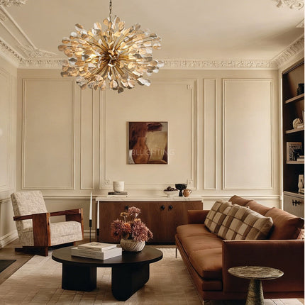Ceramic Leaf Chandelier | Modern Ceiling Light with Adjustable Height | Elegant Illumination for Dining Rooms and Living Spaces 8
