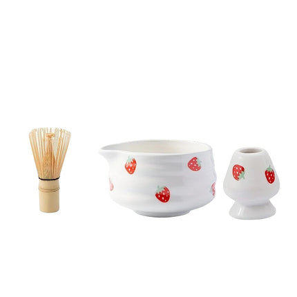 Ceramic Matcha Bowl Set with Charming Strawberry Design | Authentic Japanese Matcha Tea Experience 6