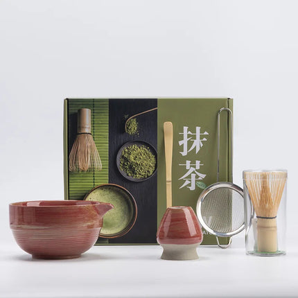 Ceramic Matcha Set | 5-Piece Matcha Tea Set with Bamboo Whisk & Bowl | Perfect for Authentic Tea Preparation 5