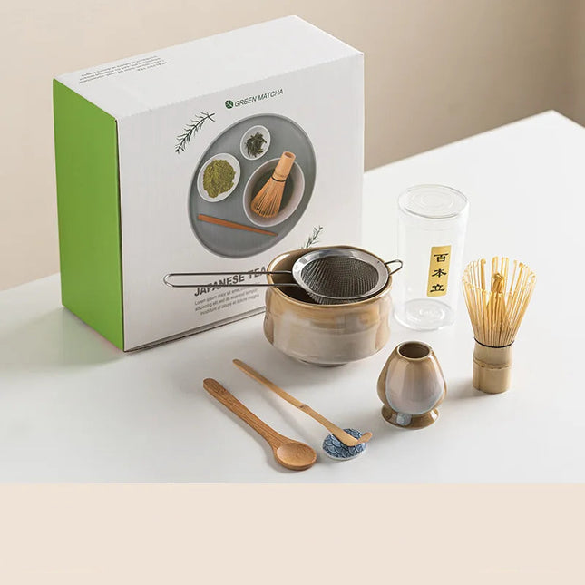 Ceramic Matcha Set | 7-Piece Traditional Tea Ceremony Kit with Vintage Design | Complete Tools for Authentic Matcha Experience 0
