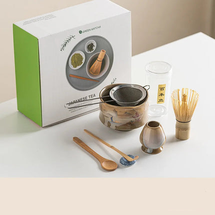 Ceramic Matcha Set | 7-Piece Traditional Tea Ceremony Kit with Vintage Design | Complete Tools for Authentic Matcha Experience 7