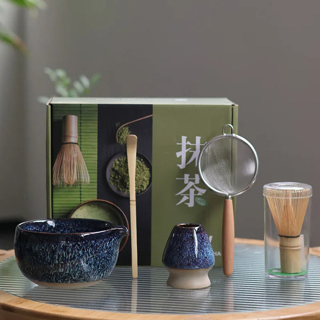 Ceramic Matcha Set | Traditional Tea Bowl with Whisk & Brush | Enhance Your Tea Ceremony Experience 0