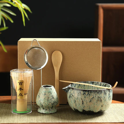 Ceramic Matcha Tea Set with Bamboo Whisk & Strainer | 6-Piece Essential Tools for Authentic Preparation 2
