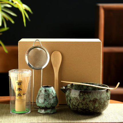 Ceramic Matcha Tea Set with Bamboo Whisk & Strainer | 6-Piece Essential Tools for Authentic Preparation 3