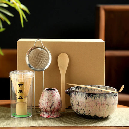 Ceramic Matcha Tea Set with Bamboo Whisk & Strainer | 6-Piece Essential Tools for Authentic Preparation 4