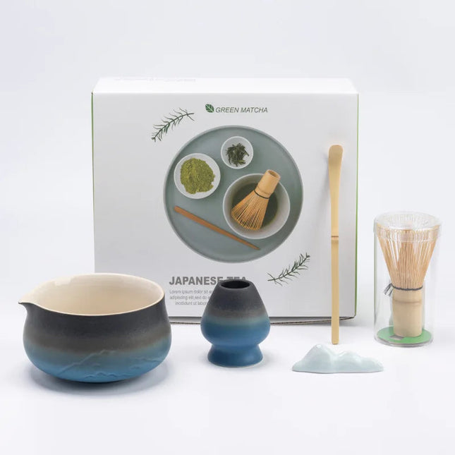 Ceramic Matcha Tea Set with Bamboo Whisk & Strainer | Traditional Japanese Tools for Authentic Tea Preparation 0