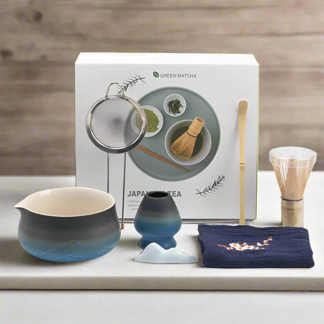 Ceramic Matcha Tea Set with Bamboo Whisk & Strainer | Traditional Japanese Tools for Authentic Tea Preparation 1