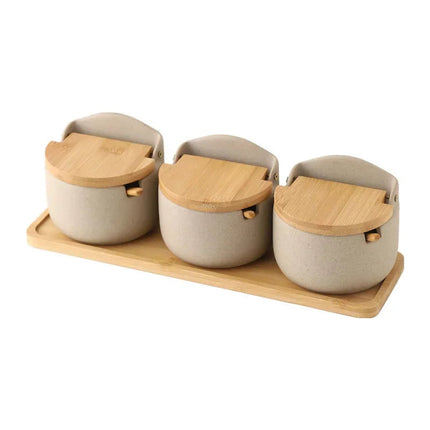 Ceramic Spice Jar with Bamboo Lid & Built-in Spoon Rest | Japanese-Style Spice Container for Tidy Cooking 6