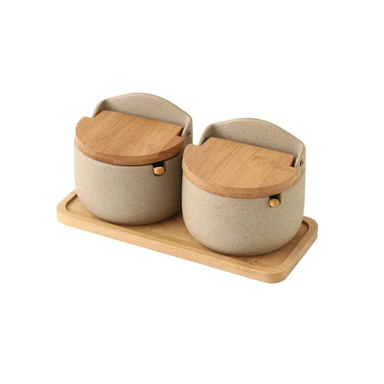 Ceramic Spice Jar with Bamboo Lid & Built-in Spoon Rest | Japanese-Style Spice Container for Tidy Cooking 7