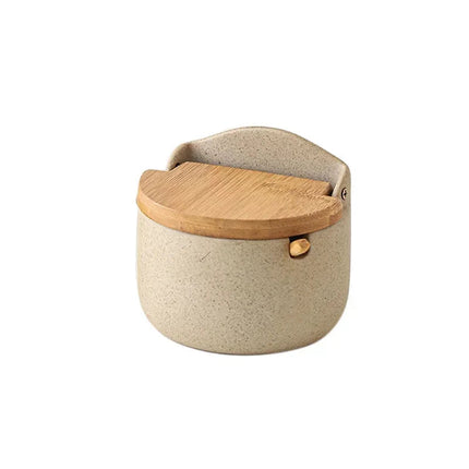 Ceramic Spice Jar with Bamboo Lid & Built-in Spoon Rest | Japanese-Style Spice Container for Tidy Cooking 8