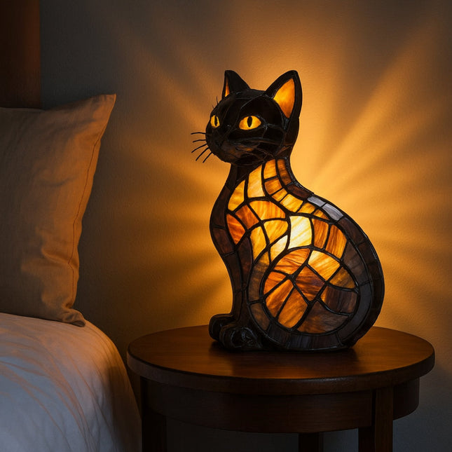 Charming Cat | Table Lamp Night Light with Soft Ambient Glow | Decorative Bedside Lamp for Cozy Bedrooms 0