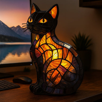 Charming Cat | Table Lamp Night Light with Soft Ambient Glow | Decorative Bedside Lamp for Cozy Bedrooms 1