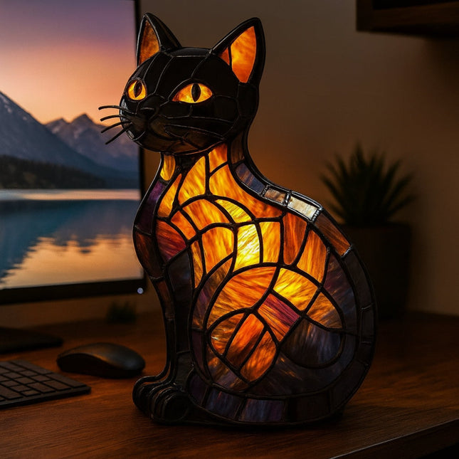 Charming Cat | Table Lamp Night Light with Soft Ambient Glow | Decorative Bedside Lamp for Cozy Bedrooms 1