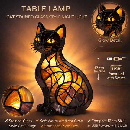 Charming Cat | Table Lamp Night Light with Soft Ambient Glow | Decorative Bedside Lamp for Cozy Bedrooms 3