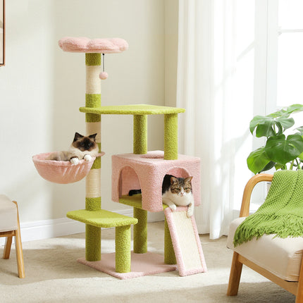 Charming Collection | Multi-Level Cat Tree with Flower Design | Cozy Cat Condo for Play & Relaxation 0