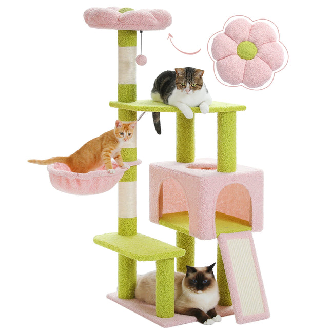 Charming Collection | Multi-Level Cat Tree with Flower Design | Cozy Cat Condo for Play & Relaxation 7