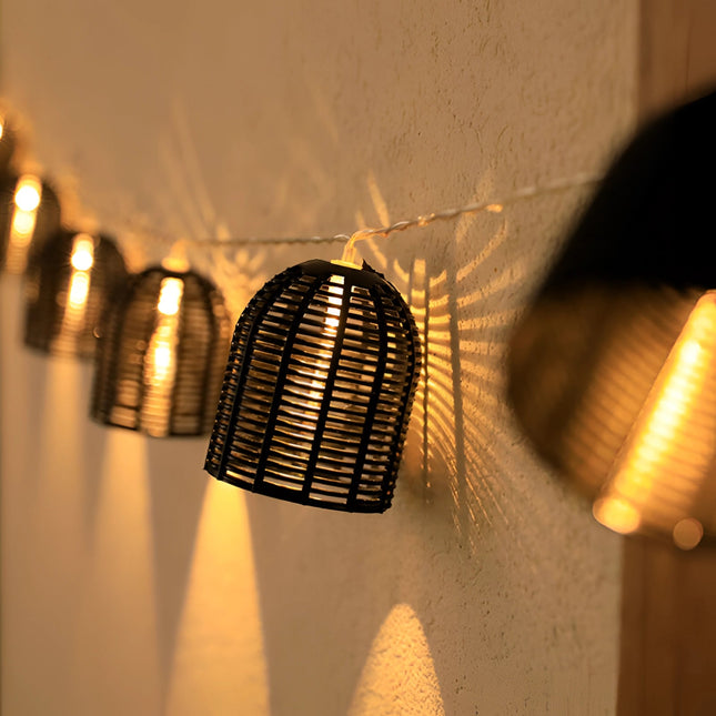 Charming Retro Industrial Metal Cage String Lights for Outdoor Ambiance 0