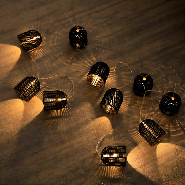 Charming Retro Industrial Metal Cage String Lights for Outdoor Ambiance 1