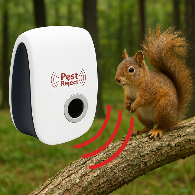 Squirrel Repellent Ultrasonic Device, Rodent Repeller for Yard and Garden, Rat Repeller for Garage, Squirrel Deterrent