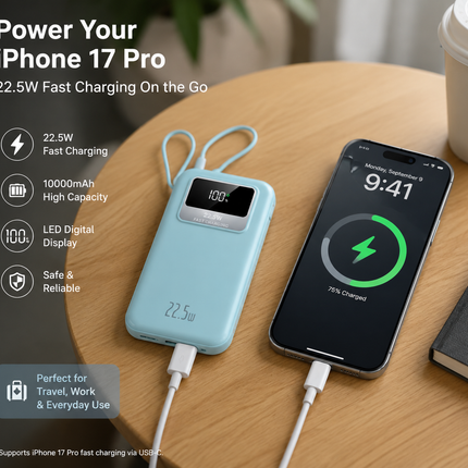 Bowlift Best Power Bank | 22.5W Fast Charging Portable Charger with LED Display | High Capacity Portable Battery Pack for iPhone, Samsung & Android