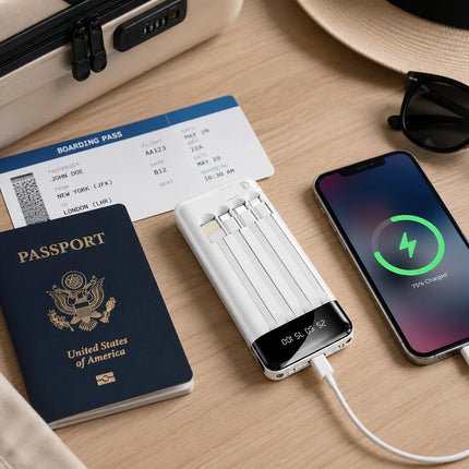 Vepine Best Power Bank | Best Portable Charger with Integrated Cables & Digital Display | Portable Charger & Portable Power Bank for iPhone, Samsung & Android