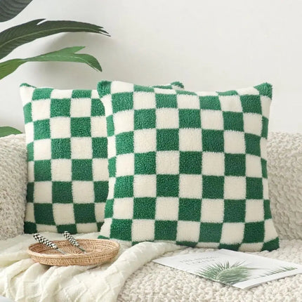 Decorative Pillow Covers, Checkered Throw Pillow Cover with Hidden Zipper
