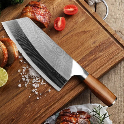 Chef Knife, Meat Cleaver Knife with Wooden Handle