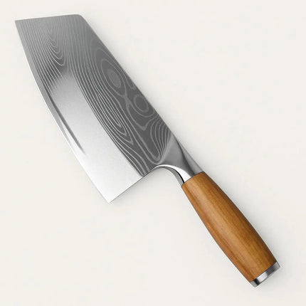Chef Knife, Meat Cleaver Knife with Wooden Handle, Forged Stainless Steel Kitchen Knife for Chopping Vegetables and Meat