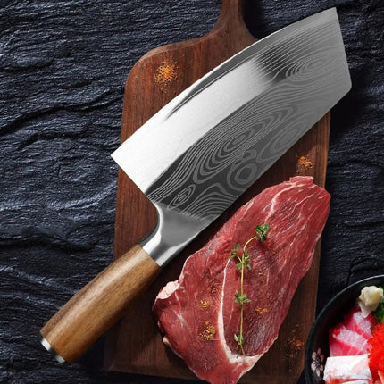 Chef Knife, Meat Cleaver Knife with Wooden Handle – image 4