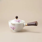 Ceramic Teapot with Infuser, Cherry Blossom Tea Set with 4 Tea Cups, Color Changing Gaiwan Teapot with Wooden Handle