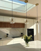Chic Double Glass Pendant Light | Adjustable Dimming & Brass-Style Finish | Versatile Ceiling Lighting for Bright Illumination 0