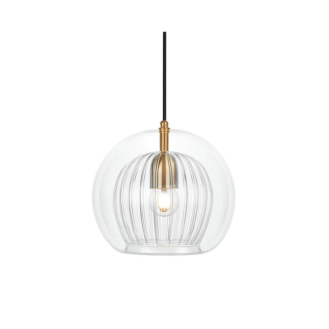 Chic Double Glass Pendant Light | Adjustable Dimming & Brass-Style Finish | Versatile Ceiling Lighting for Bright Illumination 1