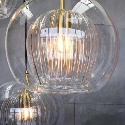 Chic Double Glass Pendant Light | Adjustable Dimming & Brass-Style Finish | Versatile Ceiling Lighting for Bright Illumination 2