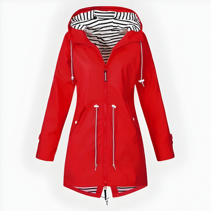 Chic Extended Raincoat | Weather-Resistant Women's Rain Jacket with Customizable Hood | Stylish Protection for All Occasions 2