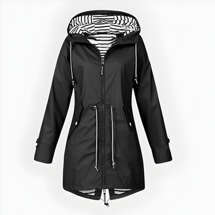 Chic Extended Raincoat | Weather-Resistant Women's Rain Jacket with Customizable Hood | Stylish Protection for All Occasions 6