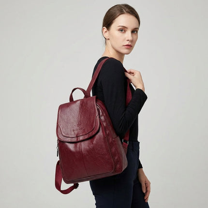Chic Faux Leather Backpack | Stylish Flap Top Design with Adjustable Straps | Spacious Storage for Everyday Convenience 2