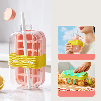 Chic Hydration | 2-in-1 Ice Cube Bottle with Space-Saving Design | Portable & Stylish for Refreshing Drinks 11