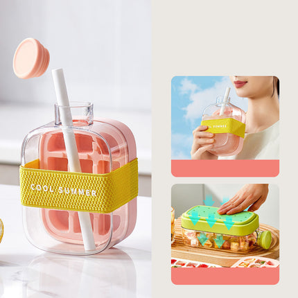 Chic Hydration | 2-in-1 Ice Cube Bottle with Space-Saving Design | Portable & Stylish for Refreshing Drinks 12