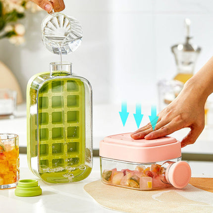 Chic Hydration | 2-in-1 Ice Cube Bottle with Space-Saving Design | Portable & Stylish for Refreshing Drinks 4