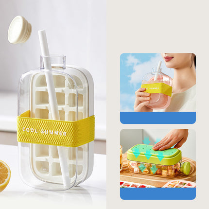 Chic Hydration | 2-in-1 Ice Cube Bottle with Space-Saving Design | Portable & Stylish for Refreshing Drinks 8