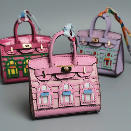 Chic Mini Handbag Charm | Birkin Inspired Design with Platinum Finish | Stylish Accessory for Elegant Bags 1
