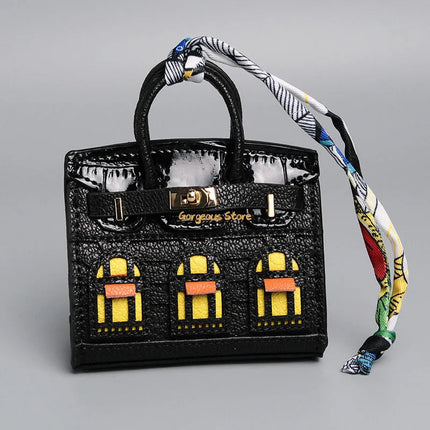 Chic Mini Handbag Charm | Birkin Inspired Design with Platinum Finish | Stylish Accessory for Elegant Bags 10